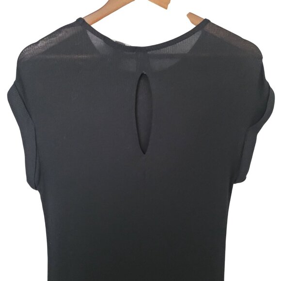 Forever 21 Ribbed Midi Dress Juniors Size S Black Sheer Panel Keyhole Back - Picture 5 of 6